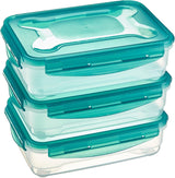 Amazon Basics frysbehållare i ett set, med lock, läckagesäkra, stapelbara, kyl/frys, BPA-fri, plast-, mikrovågs- och diskmaskinssäker, 3 x 1,2 l, genomskinliga Naty Shop Matförvaringslådor enkla 1,2 l