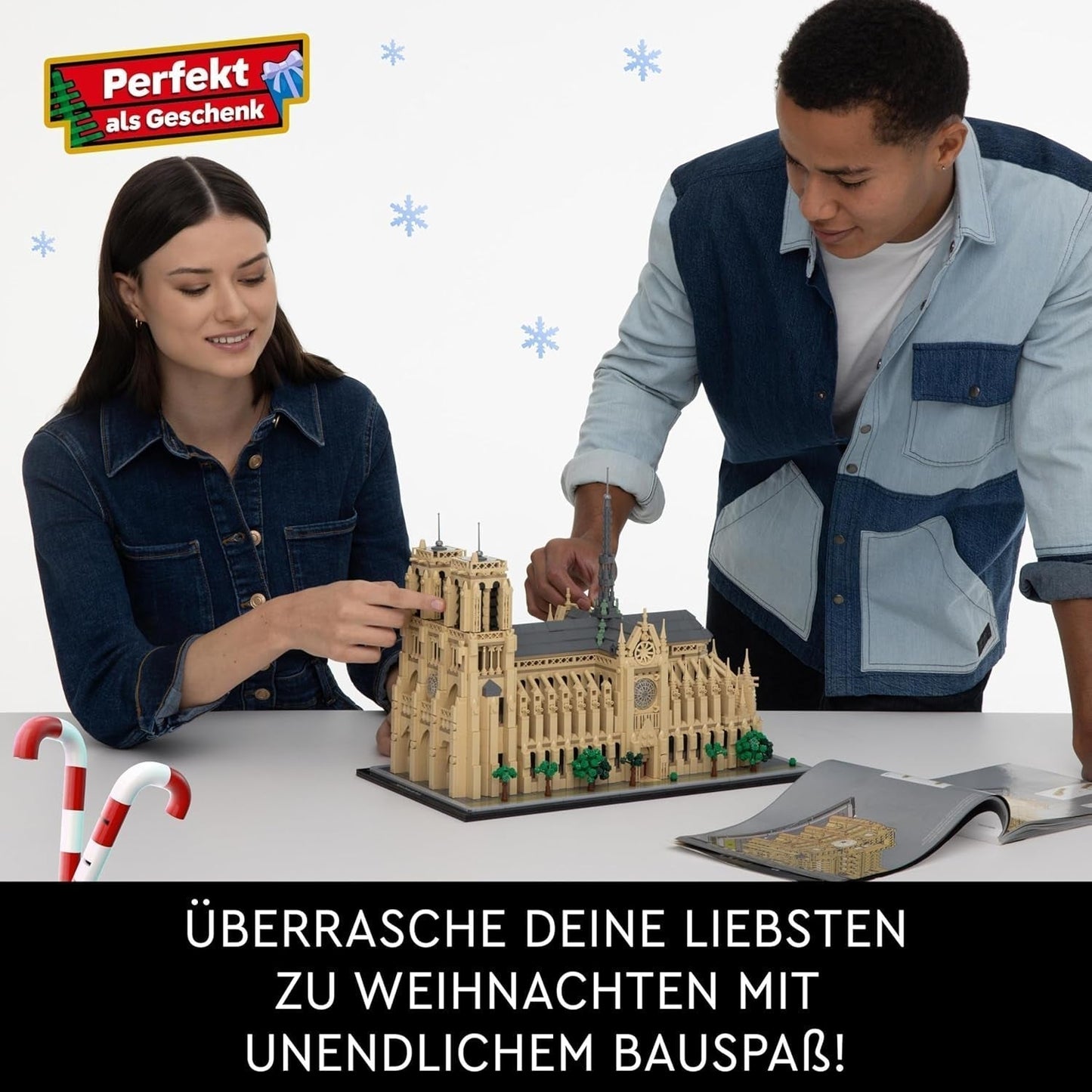 LEGO Architecture Notre-Dame De Paris, Samlarföremål för vuxna, Frankrike Souvenir, Present för kvinnor, män, Globetrotters och alla historieentusiaster, Arkitektonisk modell 21061 Byggset Besuche den LEGO-Store