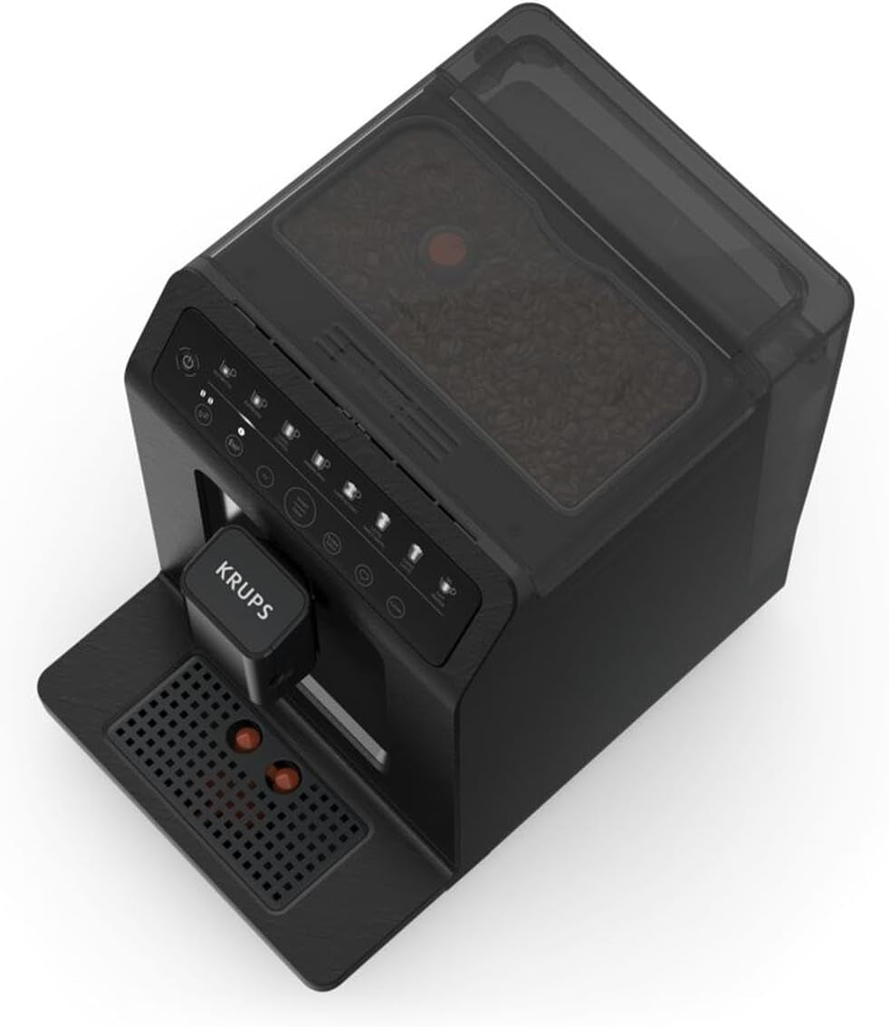 Krups EA897B Evidence ECOdesign automatisk espressomaskin, automatisk espresso- och cappuccinofunktion, Quattro Force-teknik, entrycksmjölkkoppar, 8 förinställningar, mjölksystem, 1450W