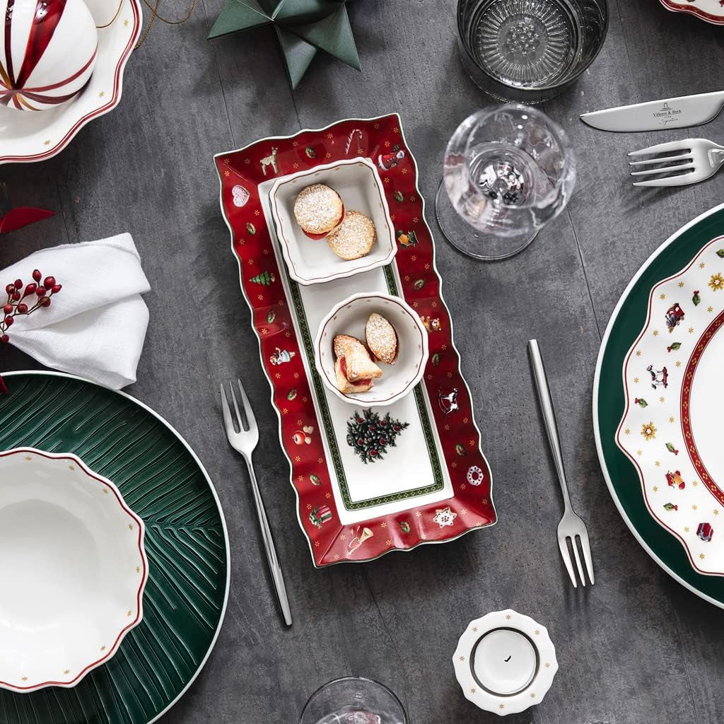 Villeroy & Boch - Toy's Delight Gravy Set, 4 delar, Serveringsfat med skålar, Christmas Gravy Bowl Set, Leksaksbordsdekoration, Serveringsbricka, Skålar, Julservis, Premium Porslin