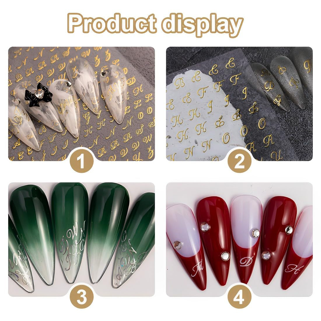 7 Blätter 3D alfabet Nagelsticker Nagelfolie Selbstklebend Buchstaben Aufkleber Nägel Zubehör Nagelaufkleber Klebebuchstaben Aufkleber Selbst Gestalten Letter Letters Nail Art Stickers