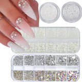 GZMAYUEN Nail Art Perlen Micro Caviar Für Nägel, 0,3-3Mm Goldene Silber Mini Caviar Strasssteine, Weiß Beige Mini Nägel Perlen Mikroperlen Dekor Für Nägel