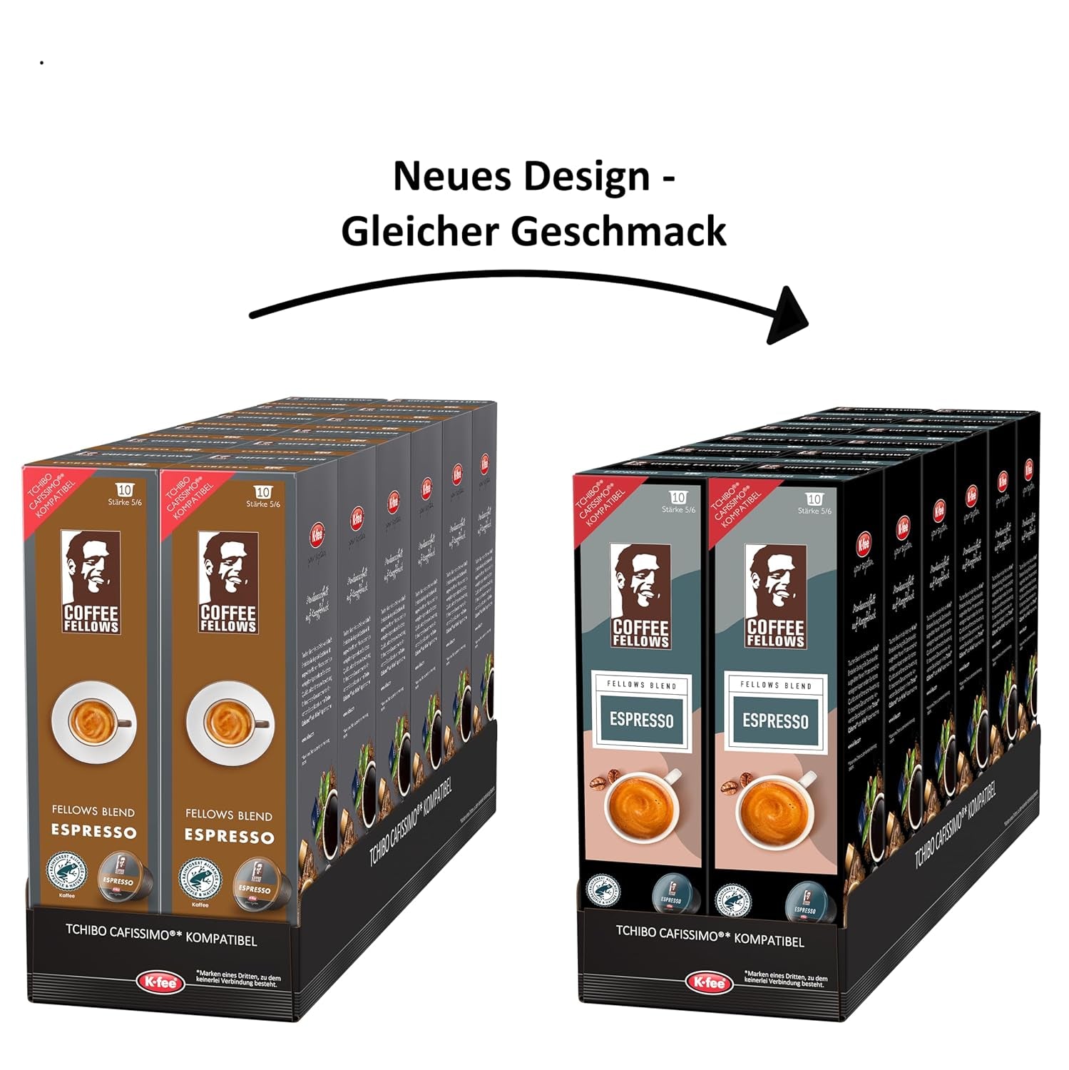 Coffee Fellows Blend Espresso-kapslar, kompatibla med K-fee, EXPRESSI & Tchibo Cafissimo*, schokoladig-fruchtige Aroman, 120 Kaffeekapseln