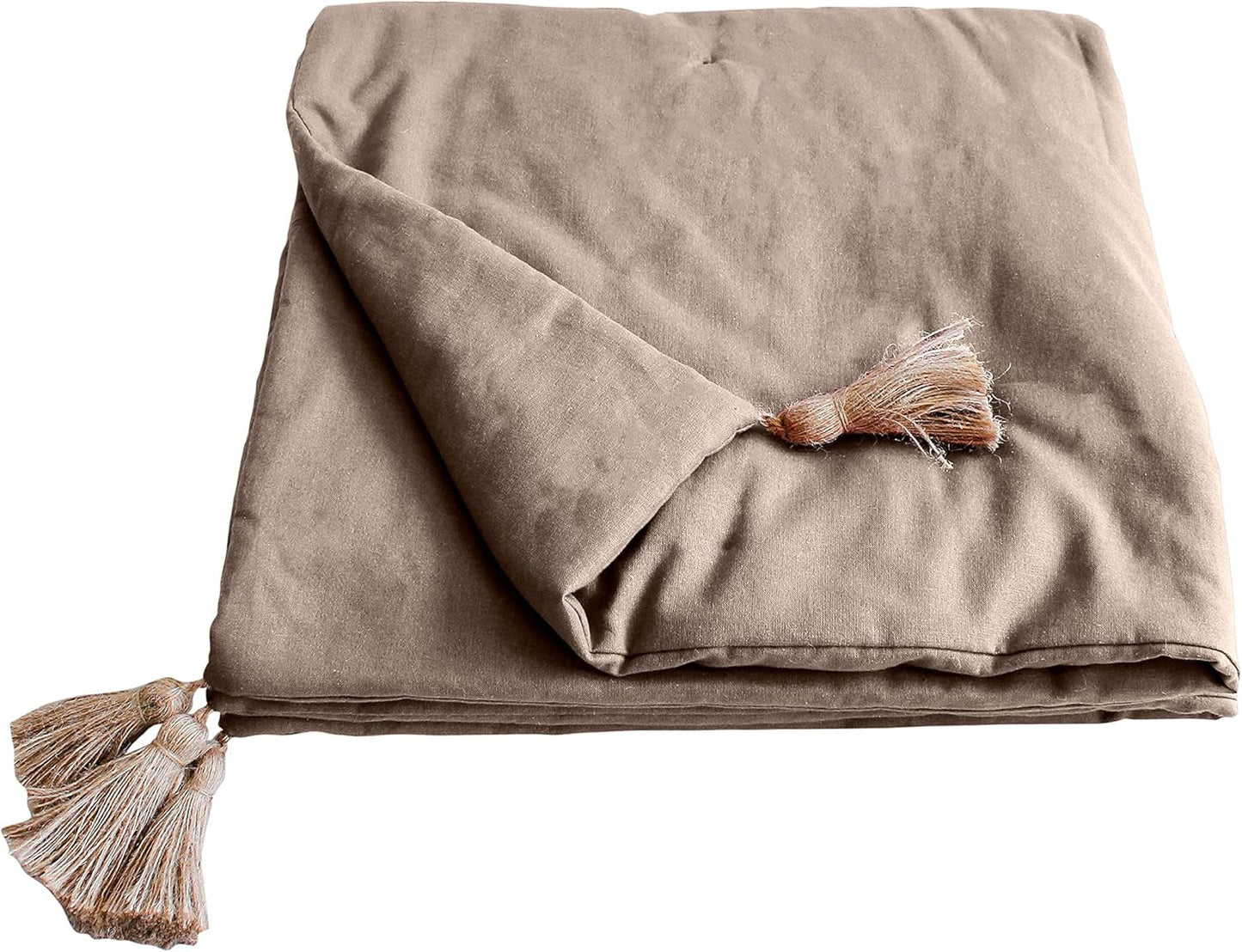 Njut av hemfilt, beige, naturligt, med 4 jutepumpar, 90 X 190 Cm, 100 % bomull, Oeko-Tex Certified, Panama Collection Täcken och täcken Naty Shop Standardtitel