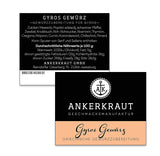 Ankerkraut Gyros, Gewürzmischung für Gyros, egal ob aus der Pfanne oder vom Grill, mit Zwiebel, Knoblauch, Mejram, Spikummin, Piment och mehr, 80 g im Korkenglas