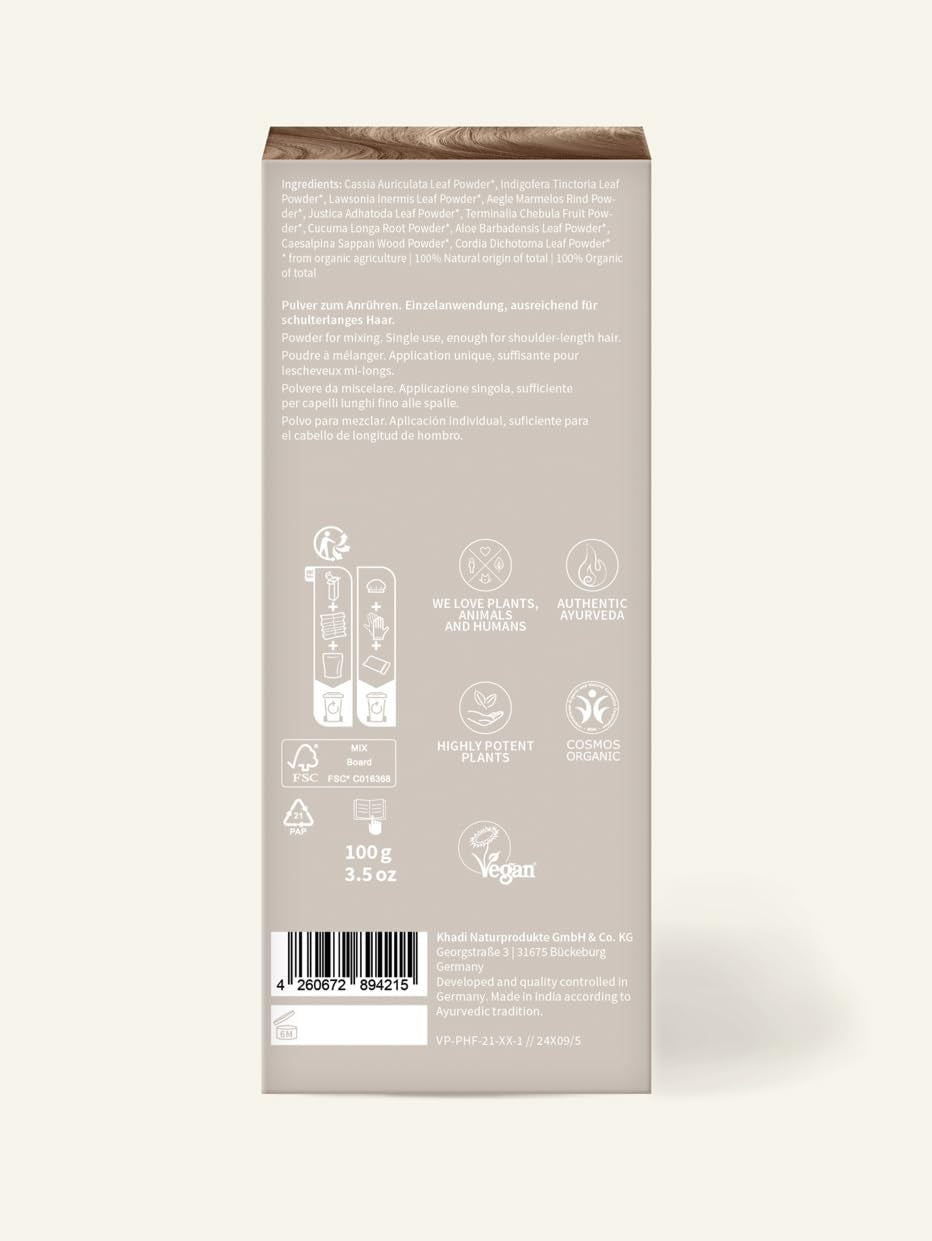 khadi BERLIN BLOND vegetabilisk hårfärgning - färgar hår i en sval gråblond nyans - naturlig hårfärgning 100% vegetabilisk, naturlig och vegansk - 100g Hårfärgning Naty Shop