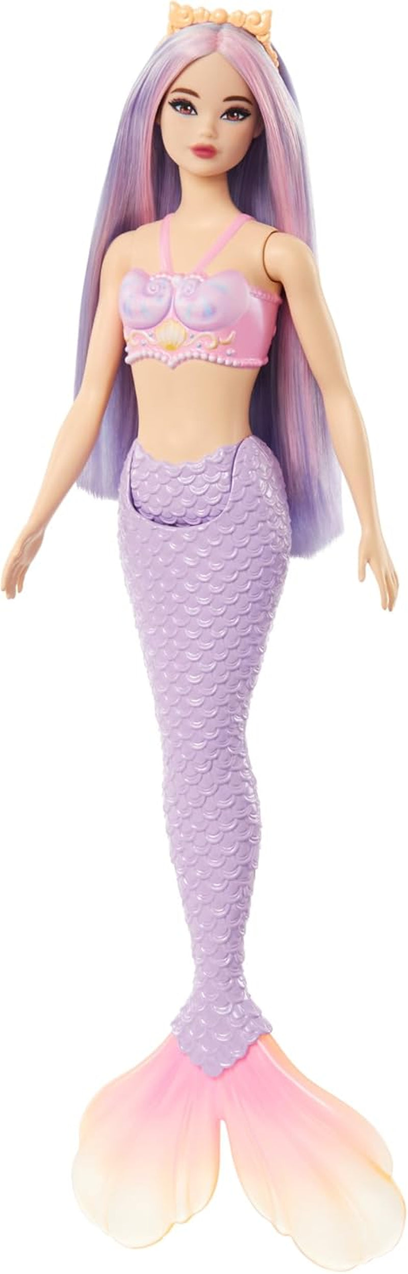 Barbie sjöjungfrudocka med rosa och lila fint hår och pannband, skaltopp och lavendelblå svansfendocka, HRR06 Naty Shop Dolls