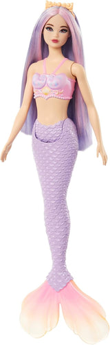Barbie sjöjungfrudocka med rosa och lila fint hår och pannband, skaltopp och lavendelblå svansfendocka, HRR06 Naty Shop Dolls
