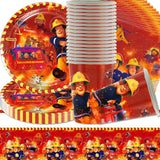 Firefighter Theme Party Servis Set Firefighter Födelsedagsfestdekorationer 61 delar för 20 gäster