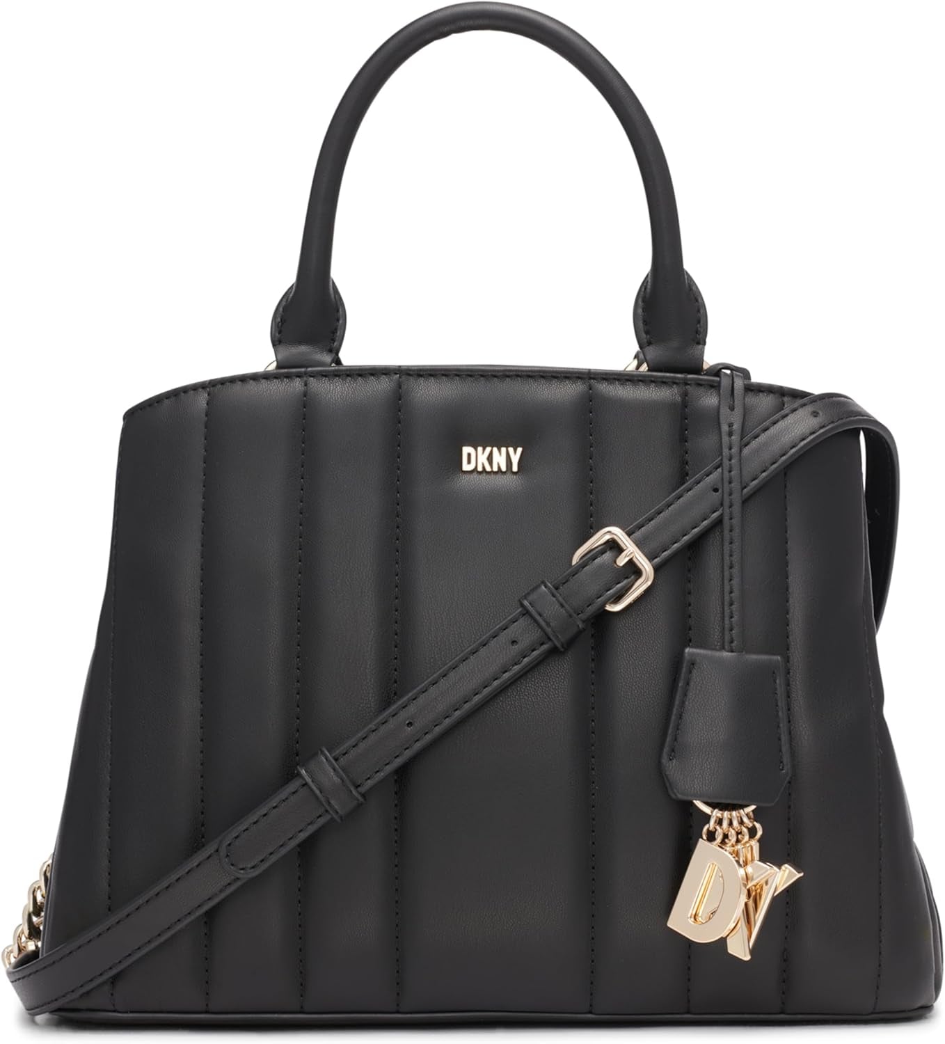 DKNY Chain Lexington Park Medium Logo Chain Satchel, Black/Guld, One Size Damväskor Naty Shop Standardtitel