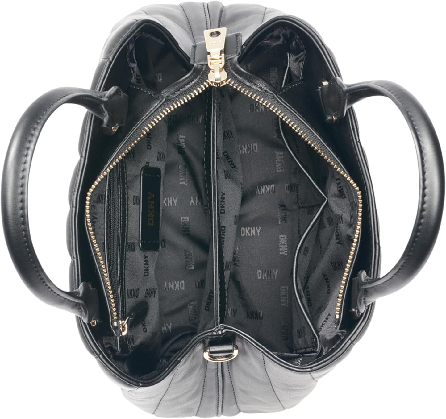 DKNY Chain Lexington Park Medium Logo Chain Satchel, Svart / Guld, One Size Naty Shop-väskor för kvinnor
