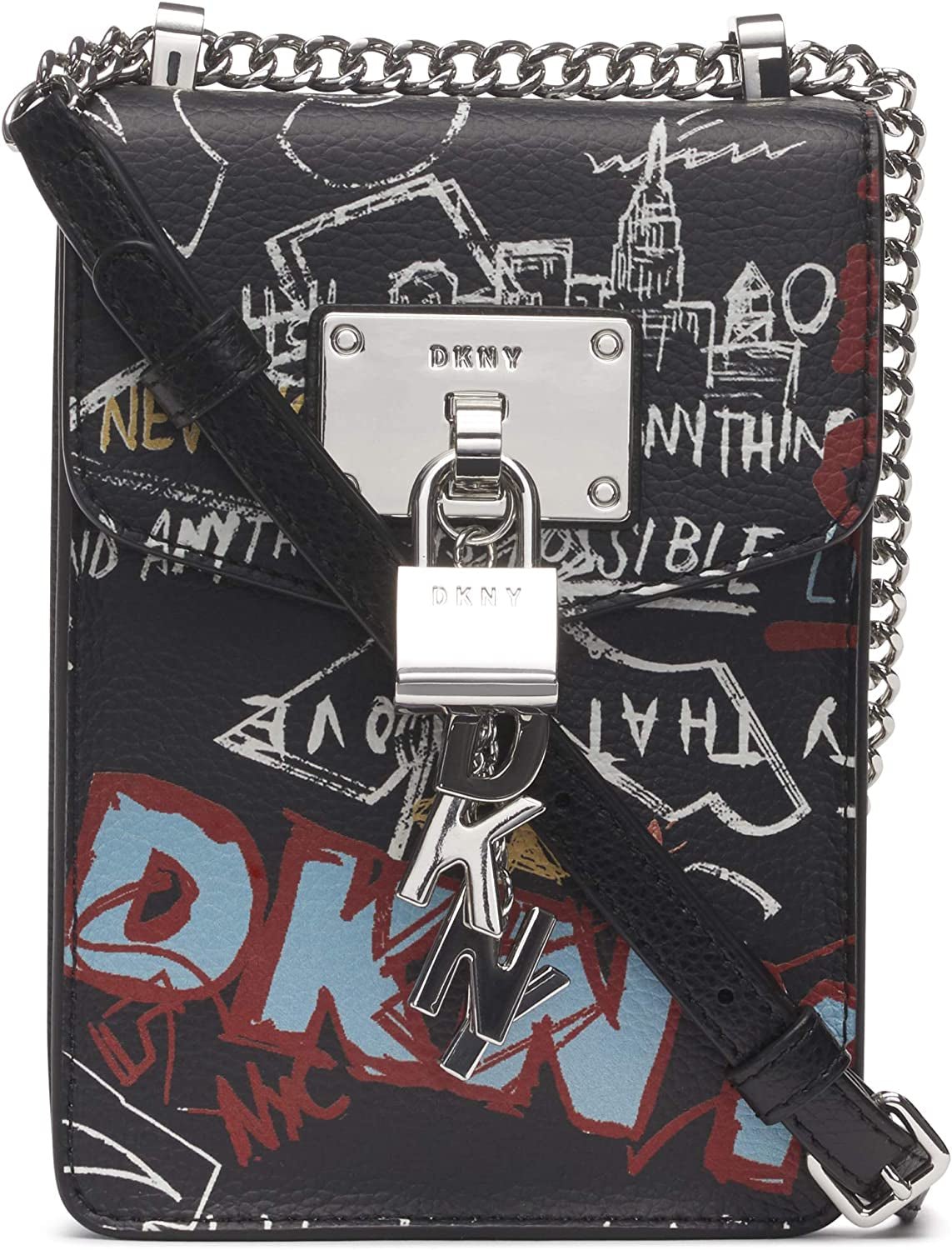 DKNY Elissa N/S crossbody axelväska Väskor Dam Naty Shop Elissa Graffiti/Silver Elissa, Liten, Svart En storlek passar alla