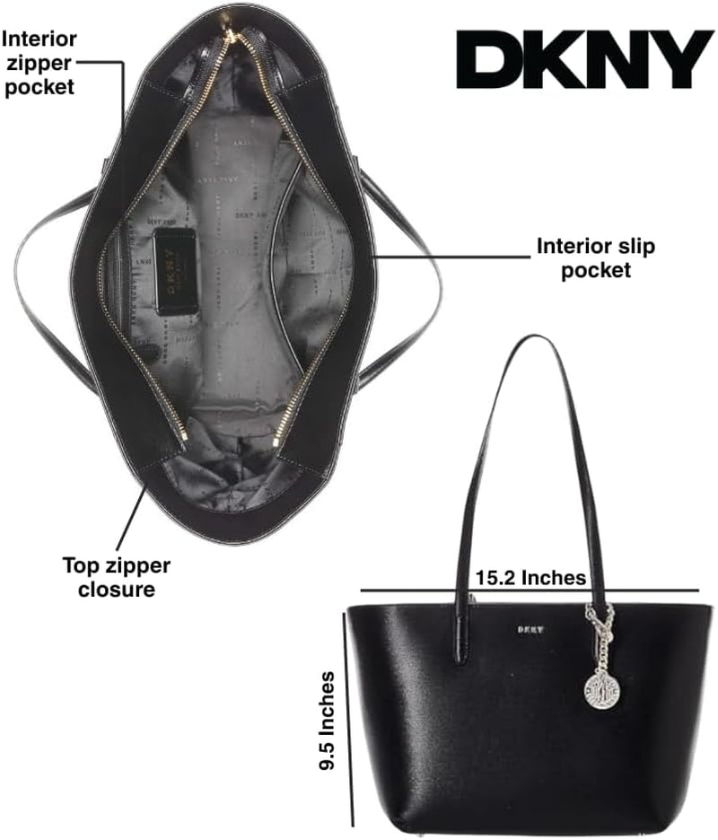 DKNY Dam Bryant Medium Leather Tote Bag Tote Bag, Svart / Guld Damväskor Naty Shop