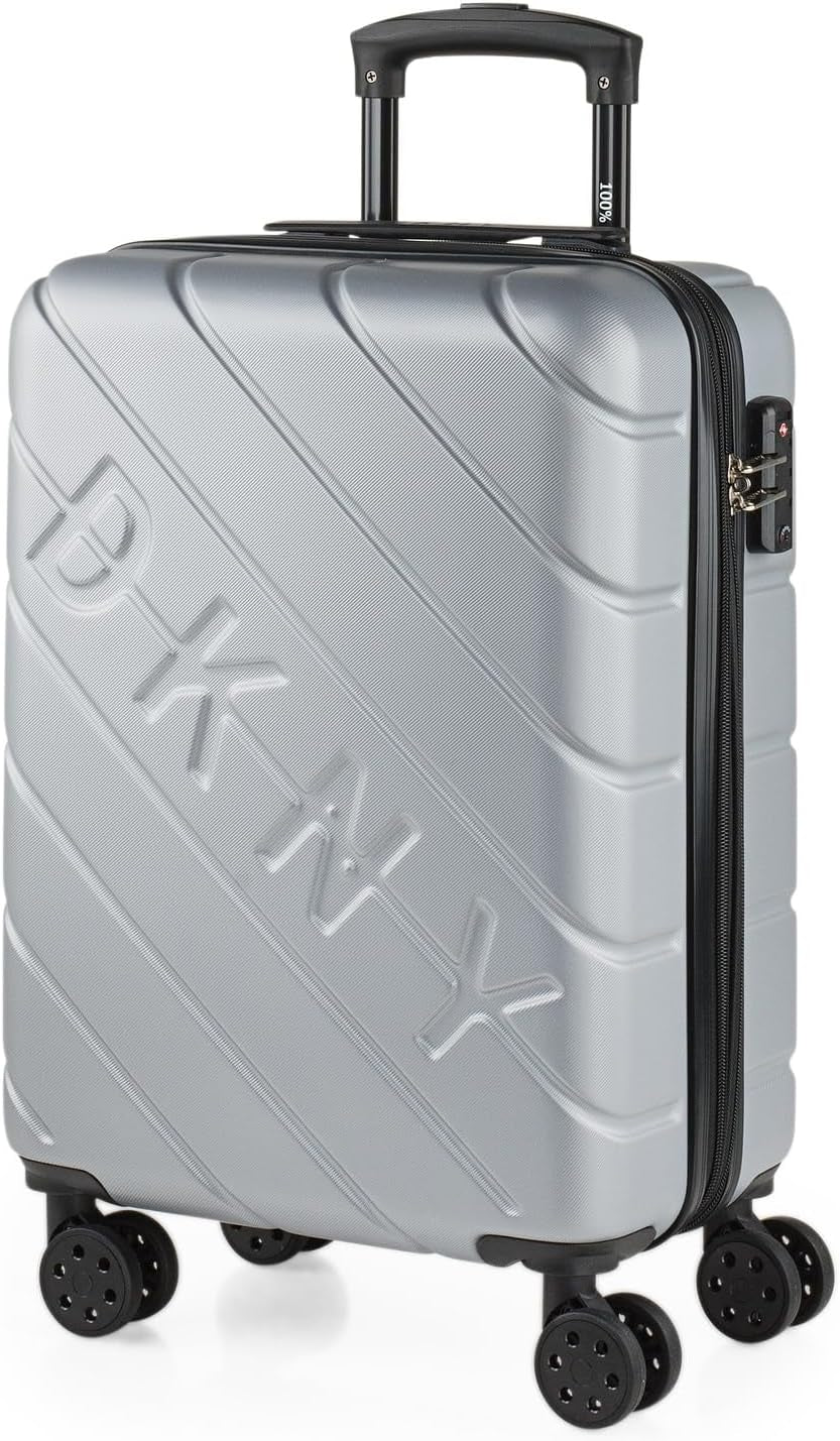 DKNY - Stor 4-hjuls resväska Stor lätt resväska - Stor reseväska med hjul. Stor resväska för flygplan Resväska med hård skal med certifierad stängning - stor trollresväska Silver Naty Shop Bagage och reseutrustning Silver S