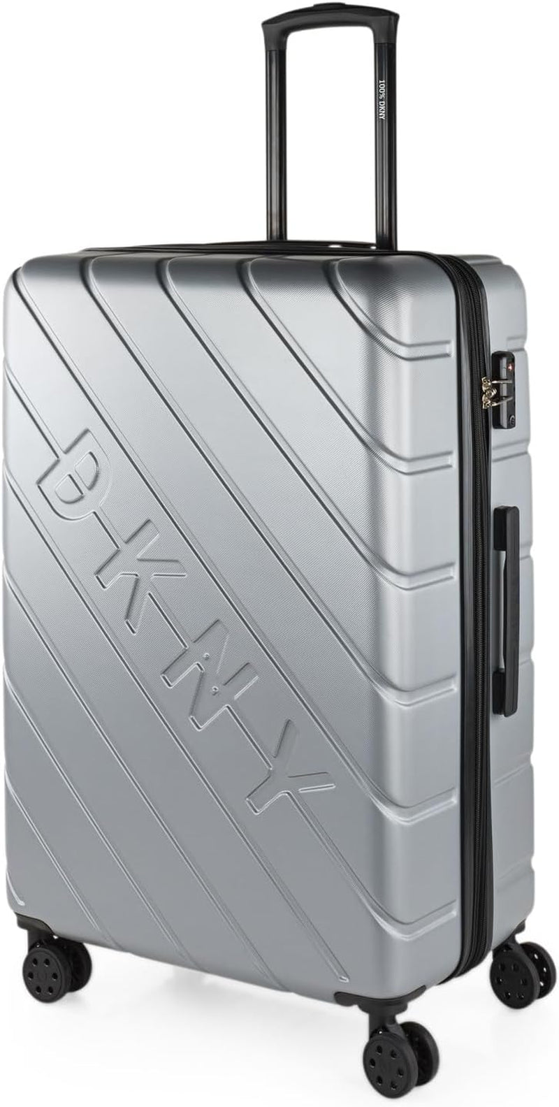 DKNY - Stor 4-hjuls resväska Stor lätt resväska - Stor reseväska med hjul. Stor flygreseväska Hårt skal resväska med certifierat lås - stor trollresväska Silver Naty Shop Bagage & reseutrustning Silver L