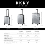 DKNY - Stor 4-hjuls resväska Stor lätt resväska - Stor reseväska med hjul. Stor resväska för flygplan Resväska med hårt skal med certifierad stängning - Stor trollresväska Silver Bagage & reseutrustning Naty Shop