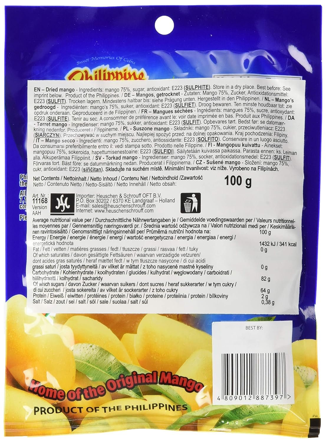 Godis med torkad mango, 1 förpackning (1 x 100 g) Naty Shop torkade produkter