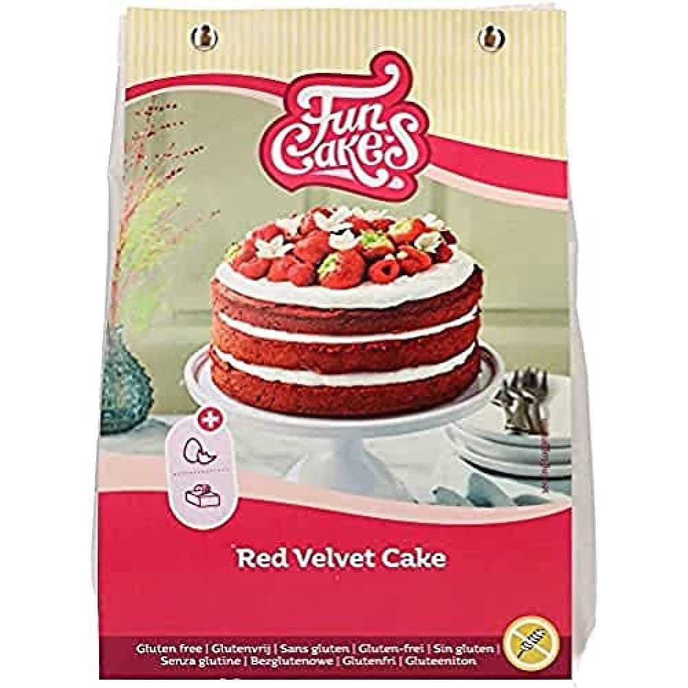 Funcakes Mix Für Red Velvet Cake, Glutenfrei: Einfach Zu Berübenen, Schön Weicher Und Fluffiger Kuchen Mit Leichtem Schokoladengeschmack, Perfekte Rote Farbe, 400G Mix för bakning och matlagning Naty Shop Standardtitel