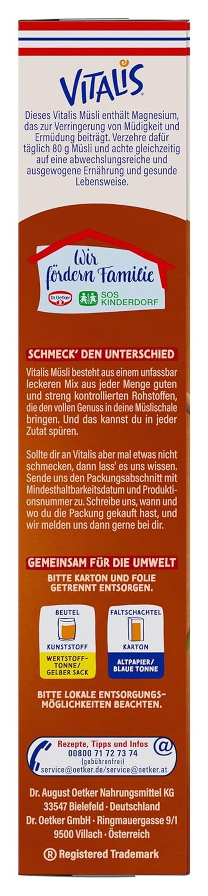 Dr. Oetker Vitalis rostad müsli med tranbär och pumpafrön: rostad müsli med torkade tranbär, 8 st (8 x 501 g)