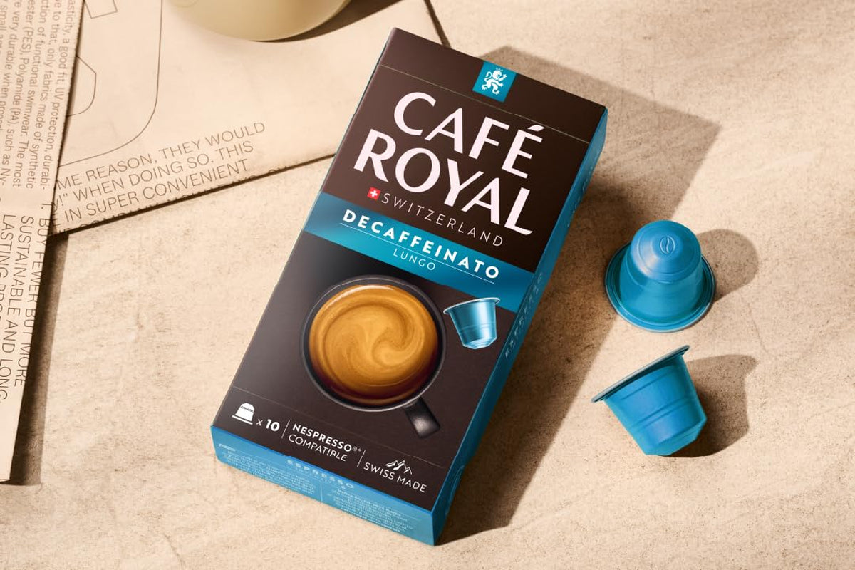 Café Royal Lungo Decaffeinato – Nespresso®-kompatibla kaffekapslar, 100 % Arabica, Intensität 5/12, Rainforest Alliance, koffeinfri, 100 kapslar