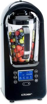 Cloer 6980 Vakuum Standmixer / 800 Watt / 21 000 U/Min. / Inkl. Vorratsbehälter/Vakuumventil/Automatikprogram/Eis-Crush-Funktion/Reinigungsfunktion/Schwarz, 1500 Milliliters Kitchen Naty Shop