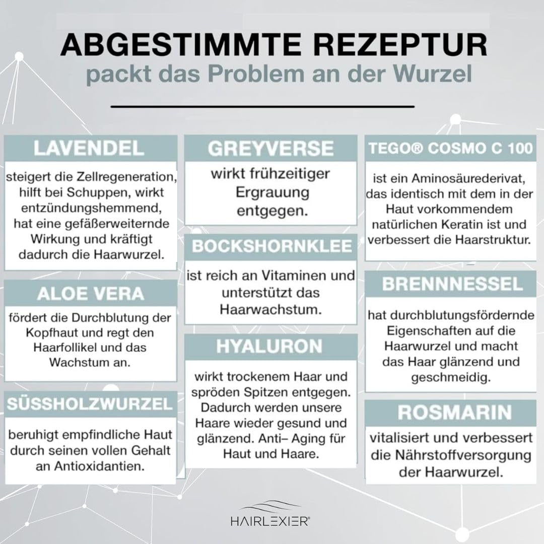 Hairlexier Hair Growth Remedy for Women - Rosmarin Hårolja, Ricinolja Hårolja, Lavendelolja, Naturligt hårserum mot diffust håravfall, Stödjer hårväxt, Vegansk & Ekologisk + Arbetsbok Hårvård Naty Shop
