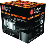 Russell Hobbs Slow Cooker, 3,5 liter non-stick, rostfritt stål, 3 temperaturinställningar och varmhållningsfunktion, 160W Slow Cooker Naty Shop