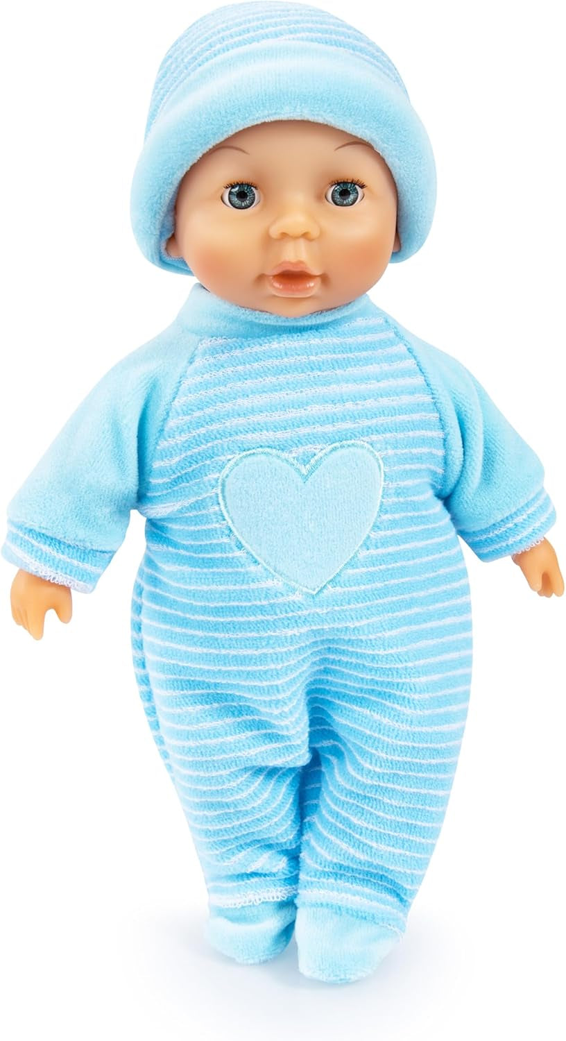 Bayer Design 92802AU My First Baby 28cm, Baby Doll, Mjuk kroppsdocka med sovande ögon, Mycket praktisk, Söt outfit, Blå med hjärta