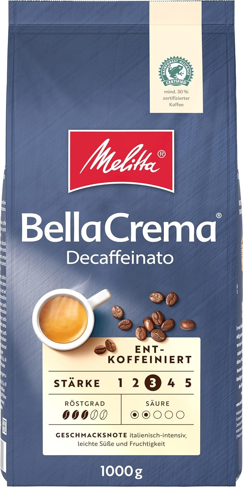 Melitta BellaCrema La Crema kaffebönor 1kg och BellaCrema Decaffeinato koffeinfria kaffebönor 1kg