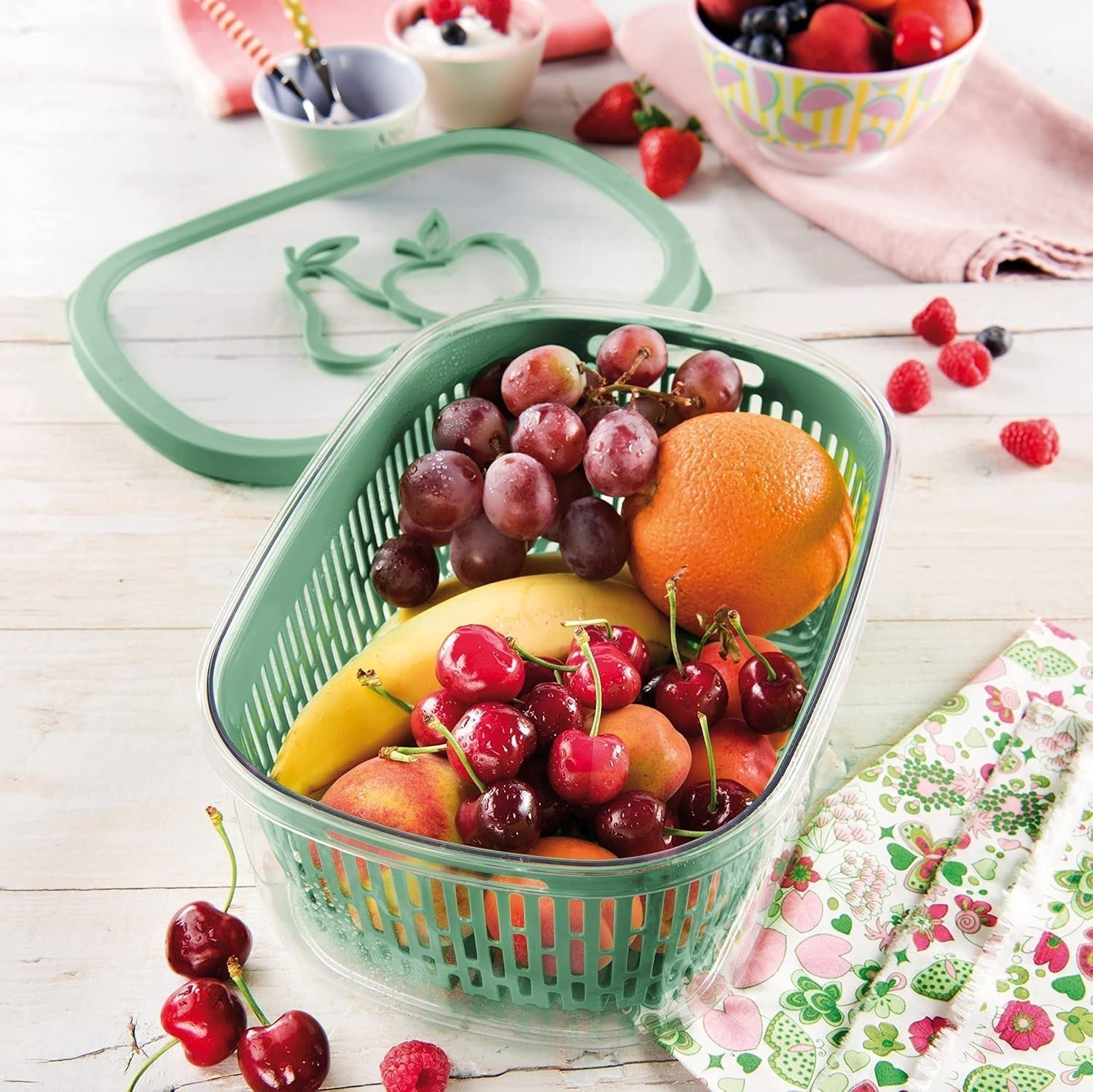 Såg för att bevara fruktsmak, plast, grön, 4 LT - rektangulära matförvaringslådor Naty Shop