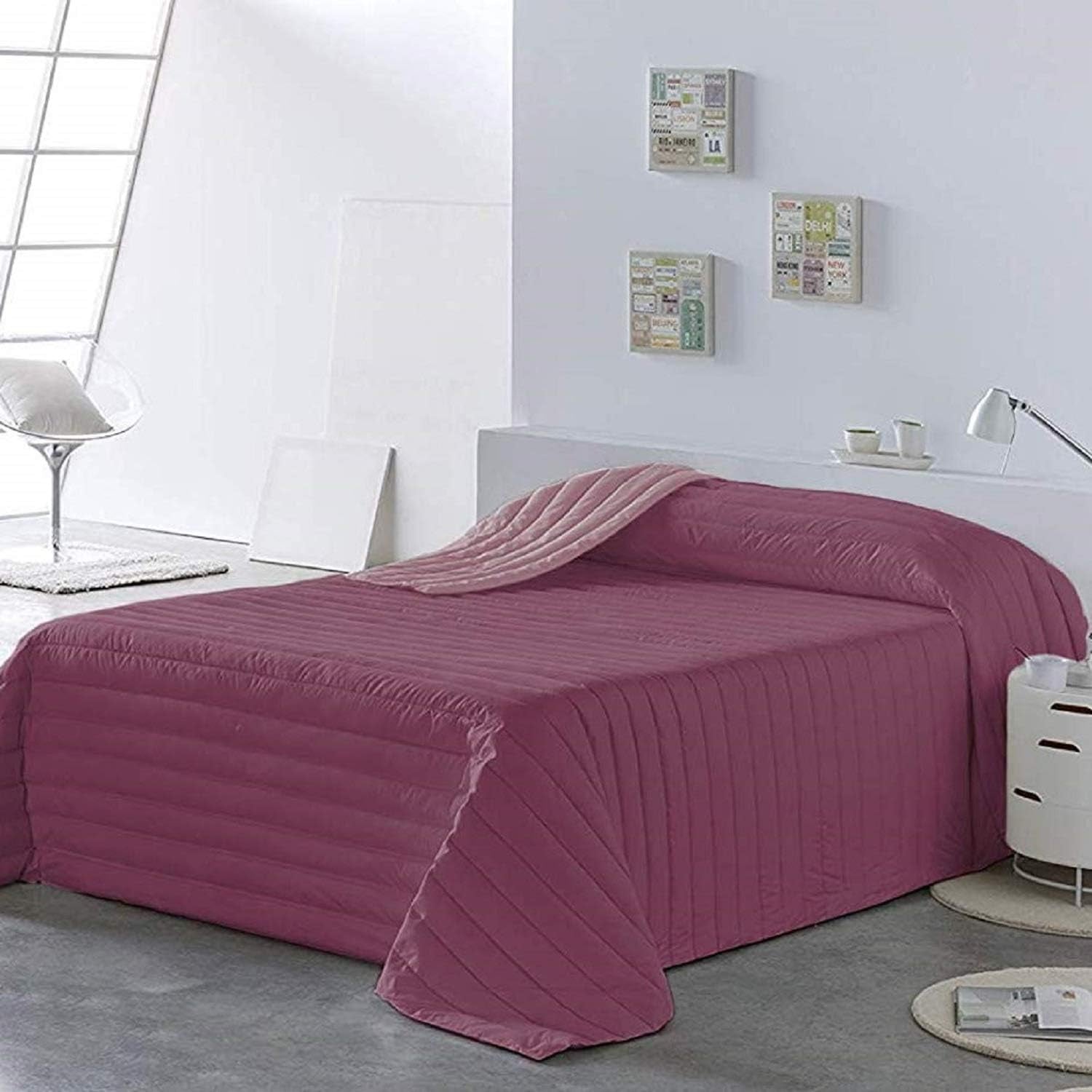 PETTI Artigiani Italiani - Enkelsängsöverdrag, dubbelsidig täcke, fjäderöverdrag, midnattsblå, vit, 100% Made in Italy Naty Shop Fuchsia täcken och täcken Sängstorlek 100 (170 X260 Cm)