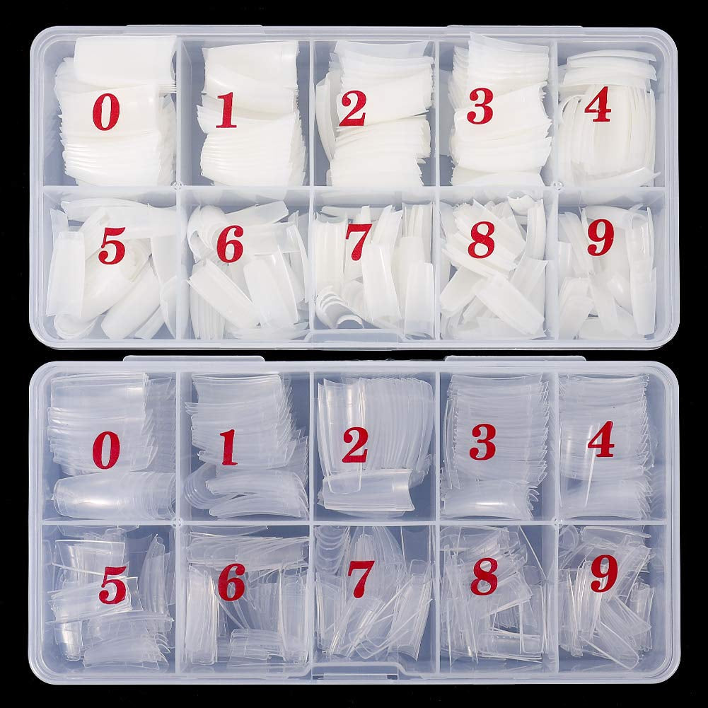 1000st lösnaglar 10 storlekar Naturliga nagelspetsar Konstgjorda franska nagelspetsar Konstgjorda nagelspetsar lösnagelspetsar Box Art Tips för kvinnor tjejer