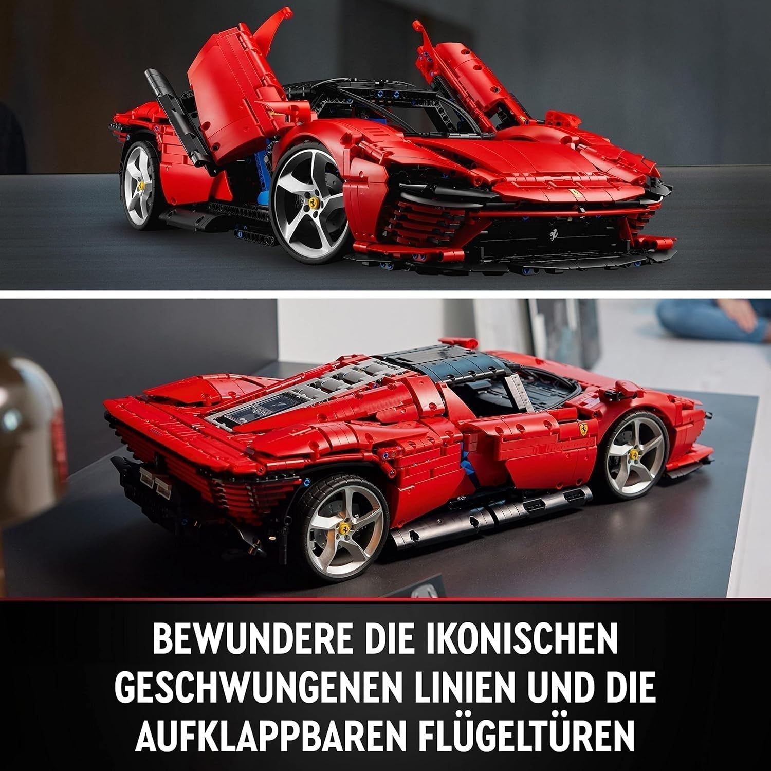 LEGO Technic Ferrari Daytona SP3 modellsats 1:8 skala, röd supersportbil, utökad bilmodell samlarobjekt, Ultimate Car Concept 42143 Byggset Besuche den LEGO-Store