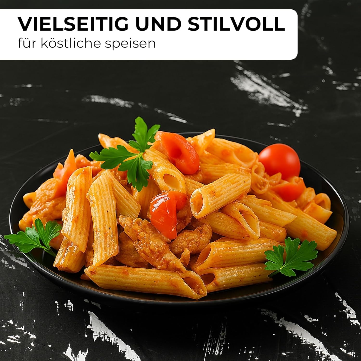 MIAMIO - 6-delad modern keramisk servis/tallrik set för 6 - Palmanova Collection (svart, stora tallrikar (6x))