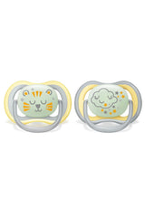 Philips AVENT Ultra Air Nattnapp för spädbarn 18+ månader Glow in the Dark Twin Pack Cloud/Tiger (modell SCF376/01)