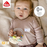 Fehn bläckfisk leksak ringklocka - skramla, gnissla, känna motorik leksak - plyschleksak för bebisar med mjukt tyg - leksak för bebisar och småbarn från 0+ månader Baby Toys Naty Shop