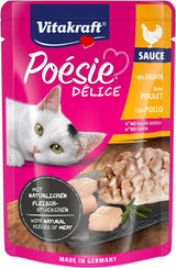 Vitakraft Poésie Délice, Nassfutter Katze, Katzennassfutter i sås, med kyckling, Vorratspackung, ohne Zusatz von Zucker och Getreide (23x 85g)