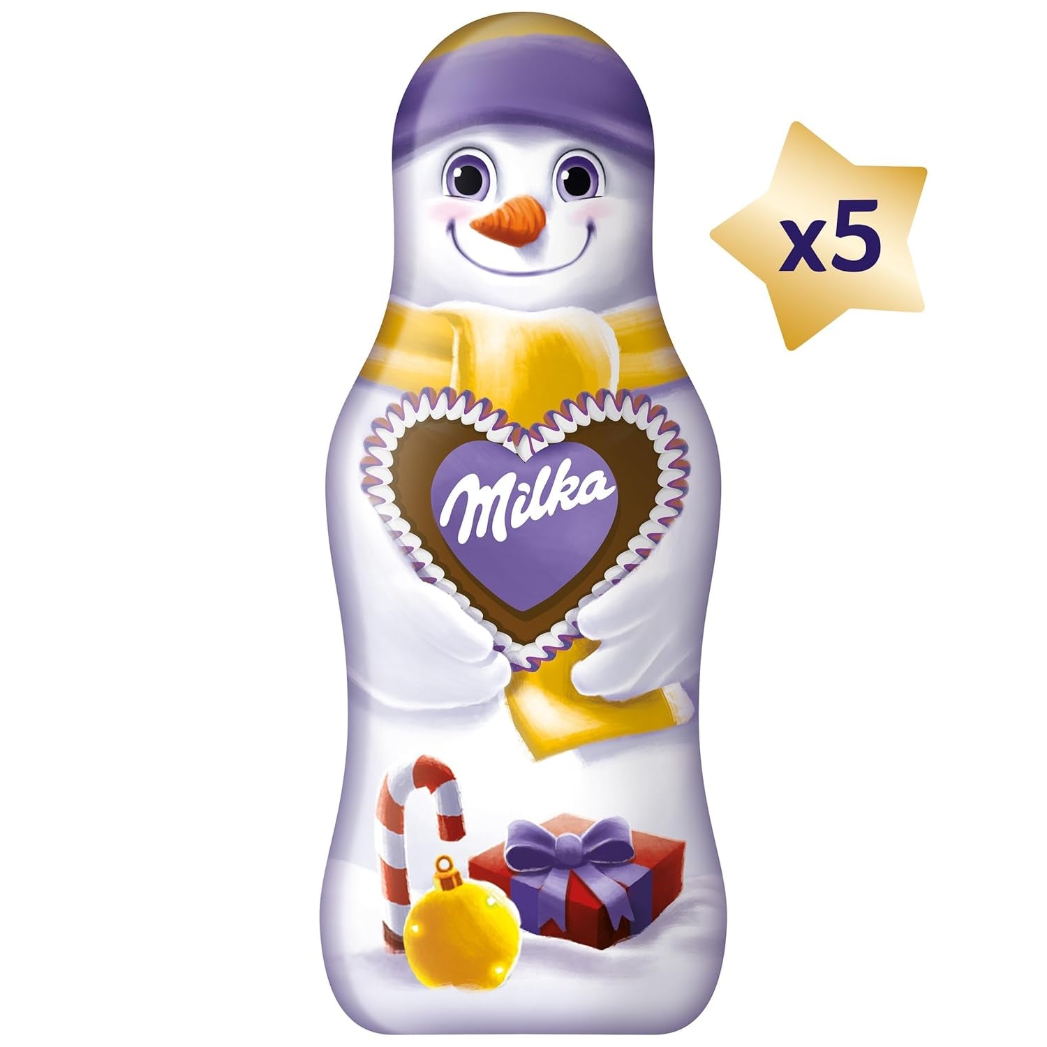 Milka Snowman Friends Alpine Milk - Mini snögubbar gjorda av fin choklad med alpin mjölk - 5 x 15g