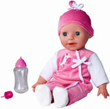 Simba 105140489 - Laura Baby Talk Doll, 38 cm mjuk kroppsdocka med sömniga ögon i söt jumpsuit, 24 babyljud, lekdocka, babydocka, 2+