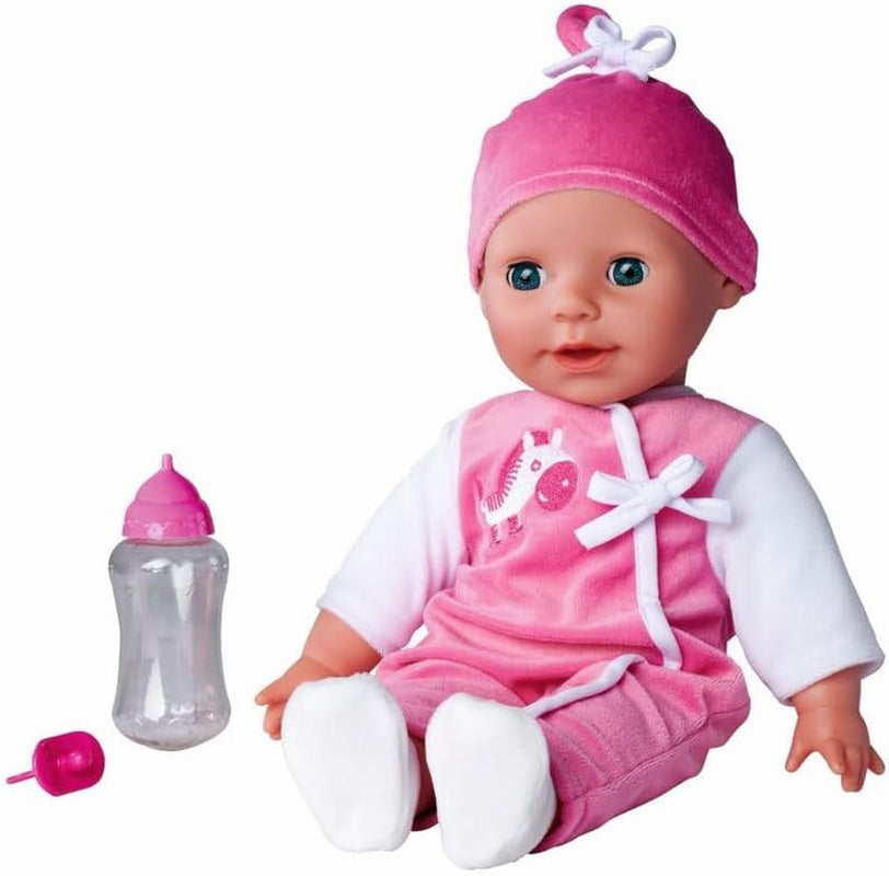 Simba 105140489 - Laura Baby Talk Doll, 38 cm mjuk kroppsdocka med sömniga ögon i söt jumpsuit, 24 babyljud, lekdocka, babydocka, 2+