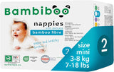 Bambiboo Mini engångsblöjor Hudvänliga med mjuk bambufiber navelsträngsöppning - Blöjor för nyfödda - Engångsblöjor för nyfödda - Hudskydd - Storlek 2, 25 st