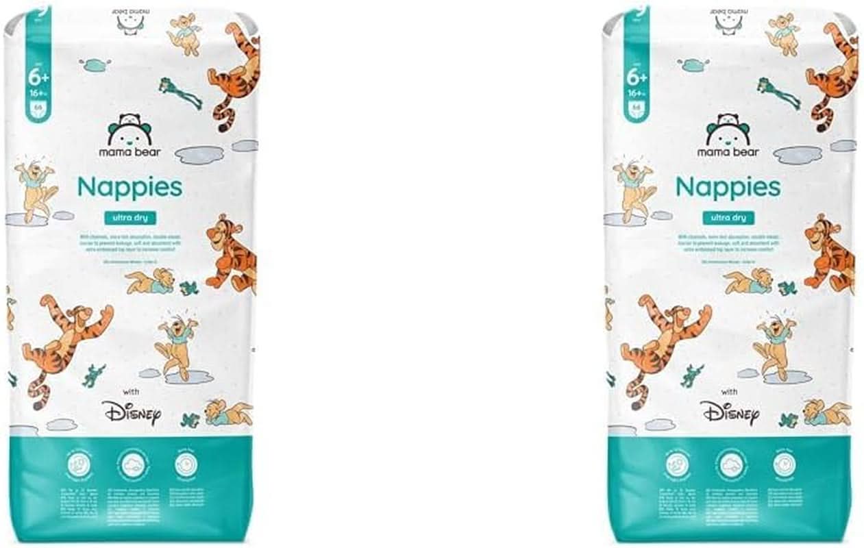 Mama Bear Disney Ultra Dry blöjor storlek 4 (8-14 kg), vit, 84 stycken (1 förpackning) Naty Shop storlek 6+ (16+ kg) (2 förpackning) Individuell förpackning