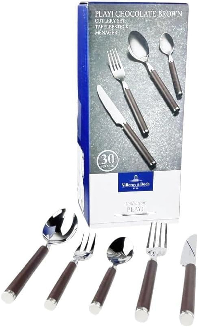 Villeroy And Boch Play Chocolate Brown Bestick, för upp till 6 personer, 30 stycken, rostfritt stål, brunt plasthandtag Kitchen Naty Shop