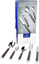 Villeroy And Boch Play Chocolate Brown Bestick, för upp till 6 personer, 30 stycken, rostfritt stål, brunt plasthandtag Kitchen Naty Shop