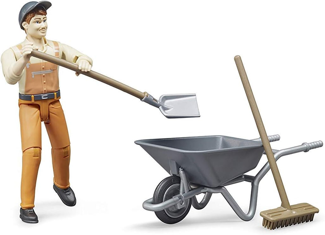Bruder 62130 - Bworld figuruppsättning kommunalarbetare - leksaksfigur i skala 1:16, byggfordon, byggnadsarbetare, gård, man Actionfigurer Naty Shop