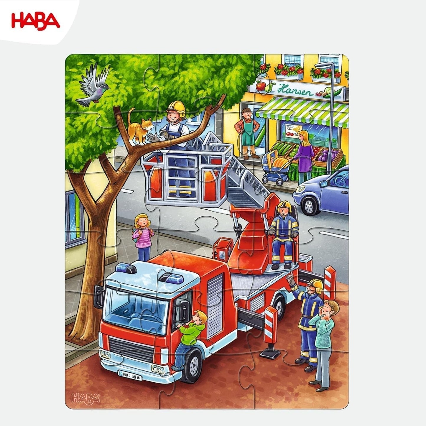 HABA brandkårspussel - 3-delat set för barn från 3 år och uppåt Polis- och ambulanspapppussel - Främjar finmotorik och koncentration - 1302759001 Puzzle Naty Shop