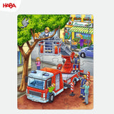 HABA brandkårspussel - 3-delat set för barn från 3 år och uppåt Polis- och ambulanspapppussel - Främjar finmotorik och koncentration - 1302759001 Puzzle Naty Shop