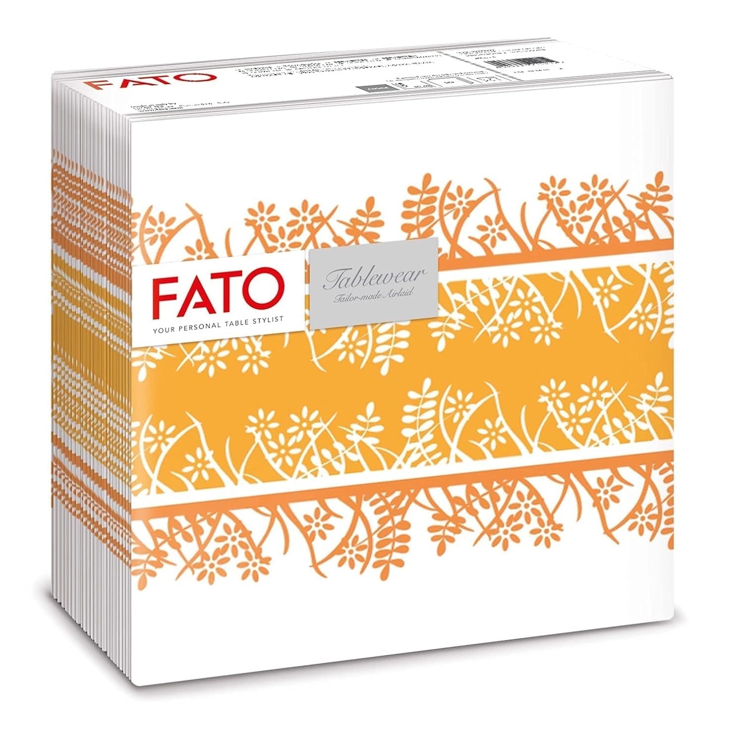 Fato - Torra pappersservetter, airlaid, textileffekt, paket med 50 servetter, 40X40 vikta i 4-format, Tropicana Decor