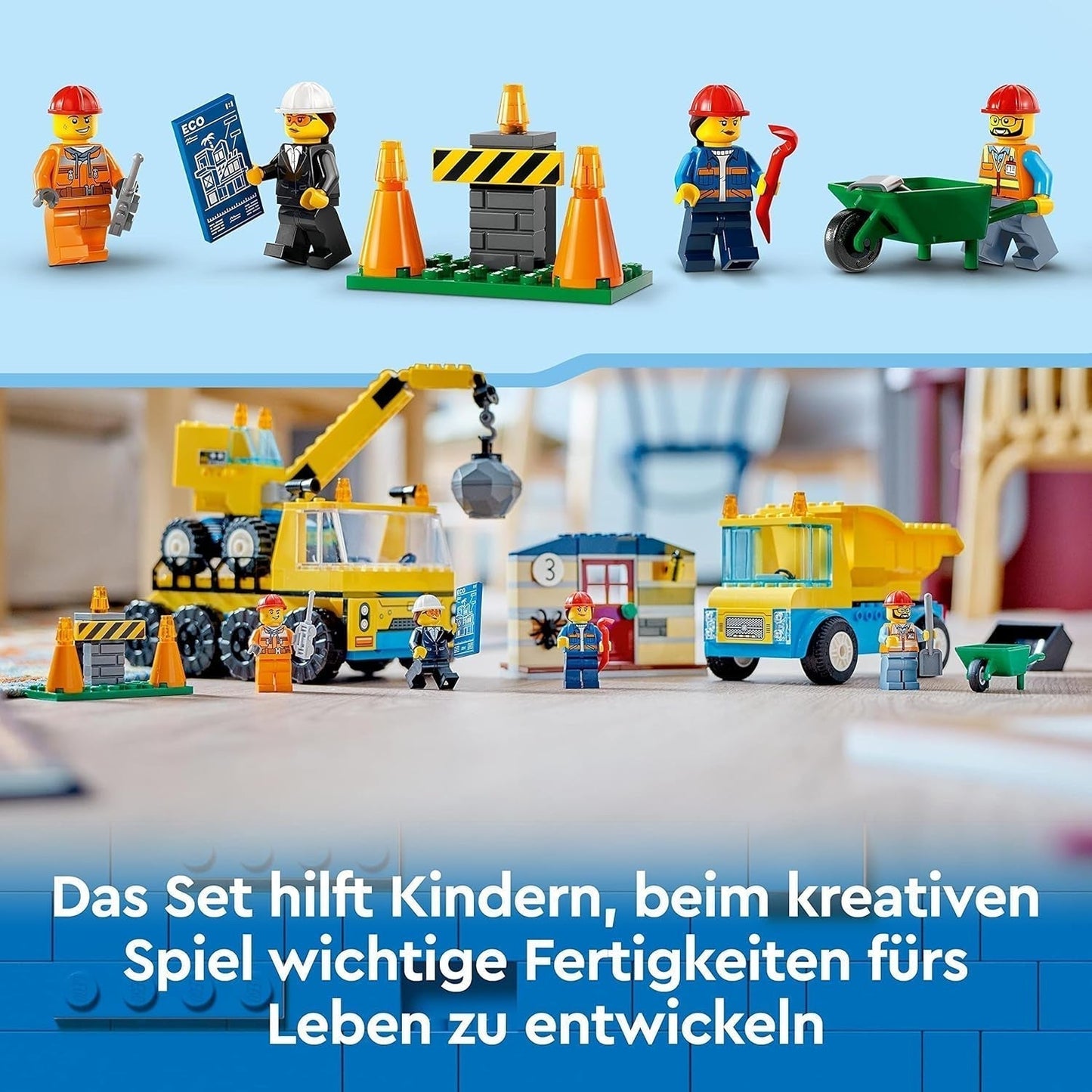 LEGO 60391 City Construction Vehicles and Wrecking Ball Kran, grävmaskin, dumper och transportfordonsleksak, pedagogisk leksak för barn 4 år och uppåt Byggset Besuche den LEGO-Store