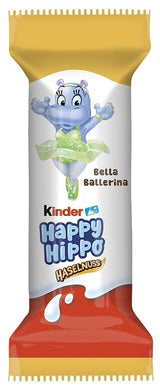 Kinder Happy Hippo Hasselnöt - Specialknäckiga rån med mjölk och hasselnötskräm - Karneval och Mardi Gras sötsaker - 1 förpackning innehållande 5 individuella barer på 20,7 g vardera